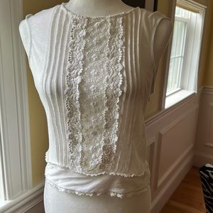 Blue Tassel by Anthropologie cream floral embroidered with back tie size S